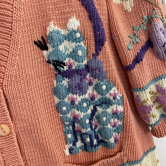 BEREK VINTAGE CAT Cardigan Sweater  WOMEN'S SIZE Large Ribbon - Picture 7 of 8